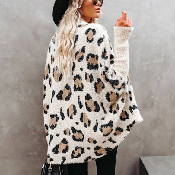 Fuzzy Leopard Cardigan Sweater - Picture 4 of 14